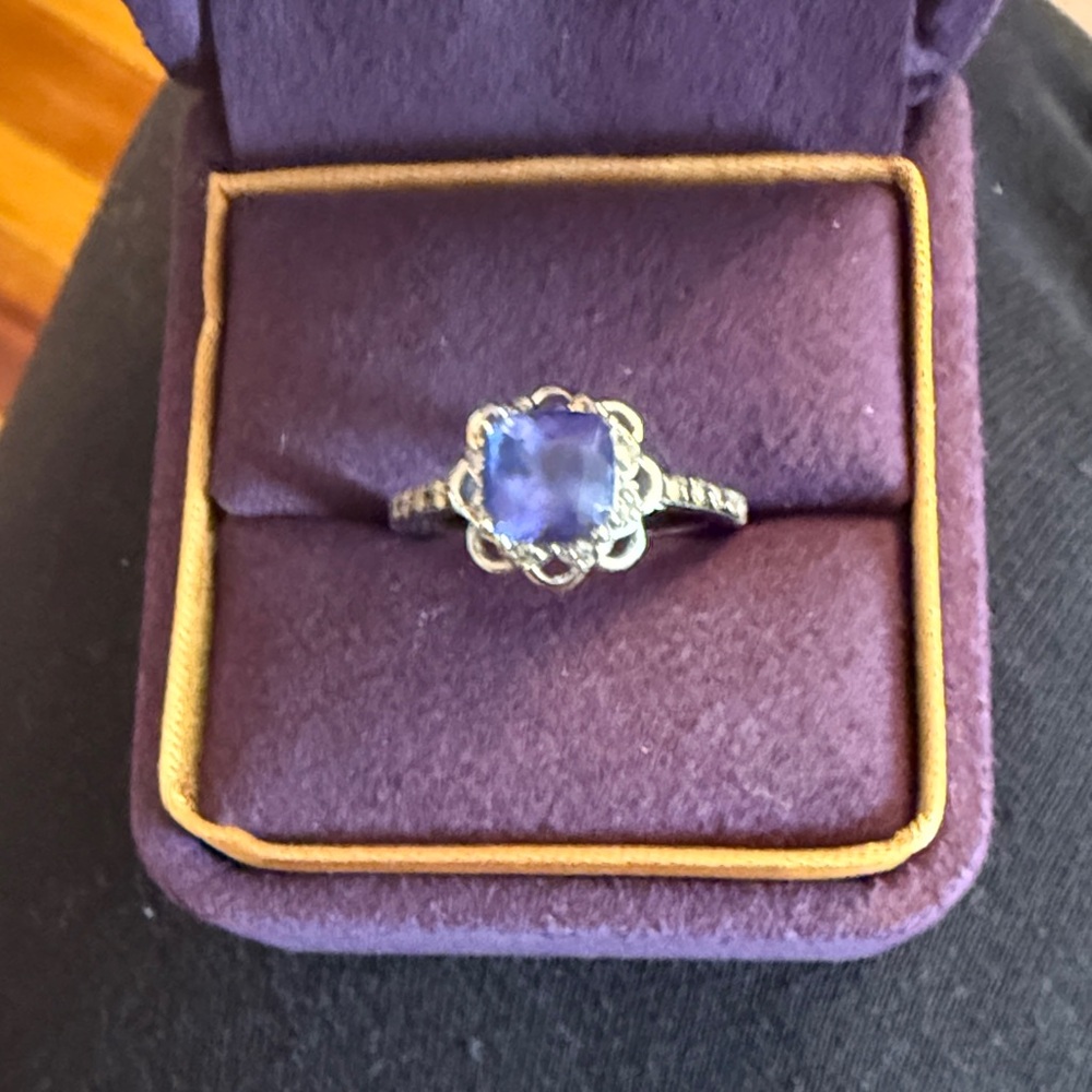 Levian White Gold 14k  Ring with Blueberry Tanzanite and diamonds.